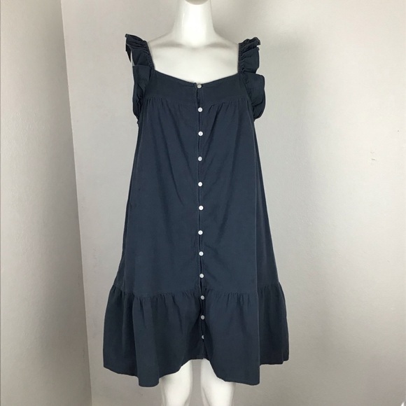 Universal Thread Blue Ruffle Buttoned Mini Dress - Picture 2 of 8